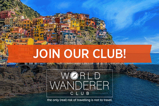 Animated image promoting the World Wanderer Club travel newsletter