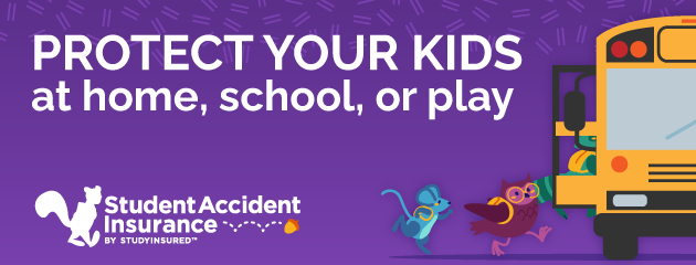 English language promotional banner for Student Accident Insurance
