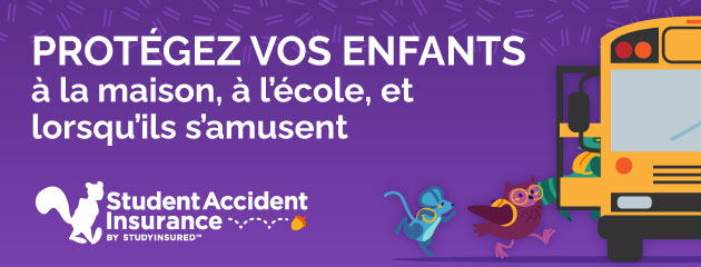 French language promotional banner for Student Accident Insurance